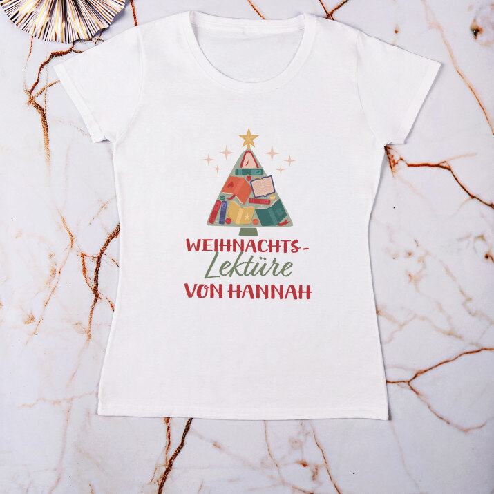 Weihnachtslektüre - T-Shirt mit Aufdruck für Damen