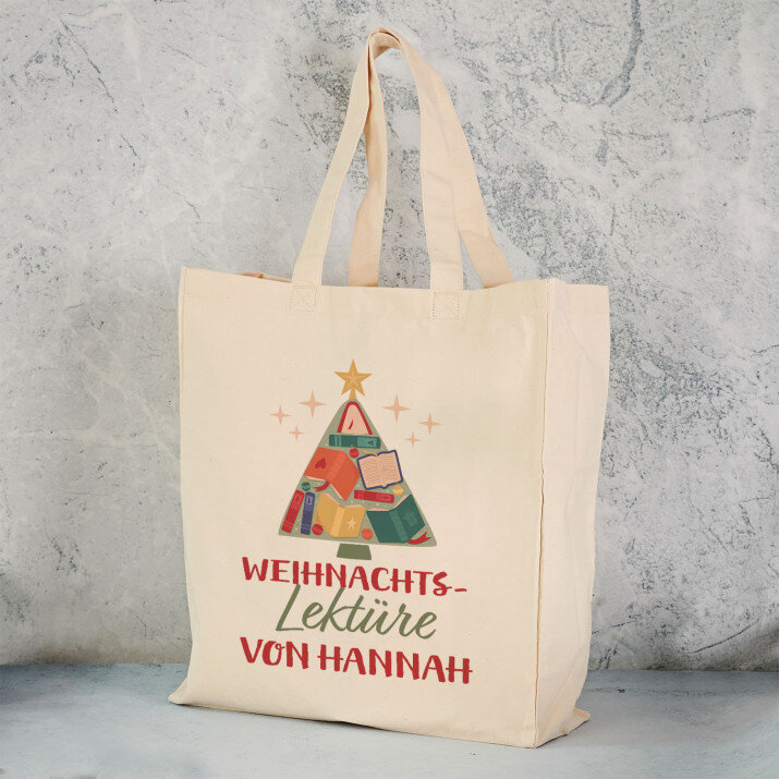 Weihnachtslektüre - Baumwolltasche mit Aufdruck