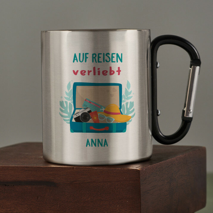 Auf reisen verliebt - Karabinerbecher