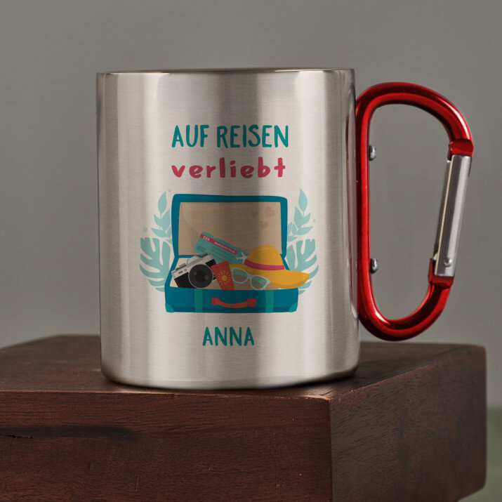Auf reisen verliebt - Karabinerbecher