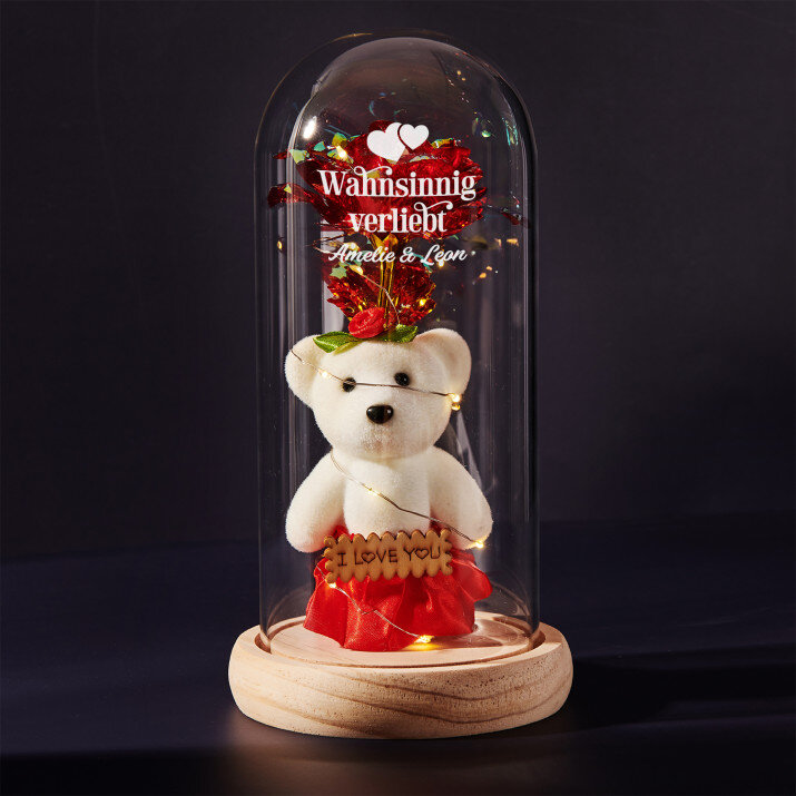 Wahnsinnig verliebt - Ewige Rose mit Teddybär