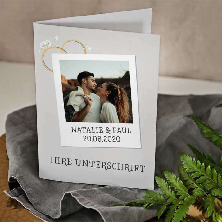 Foto und Unterschrift Hochzeit - Glückwunschkarte
