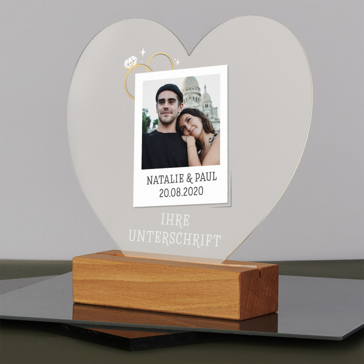 Foto unterschrift hochzeit - Druck auf Acrylglas Herz led