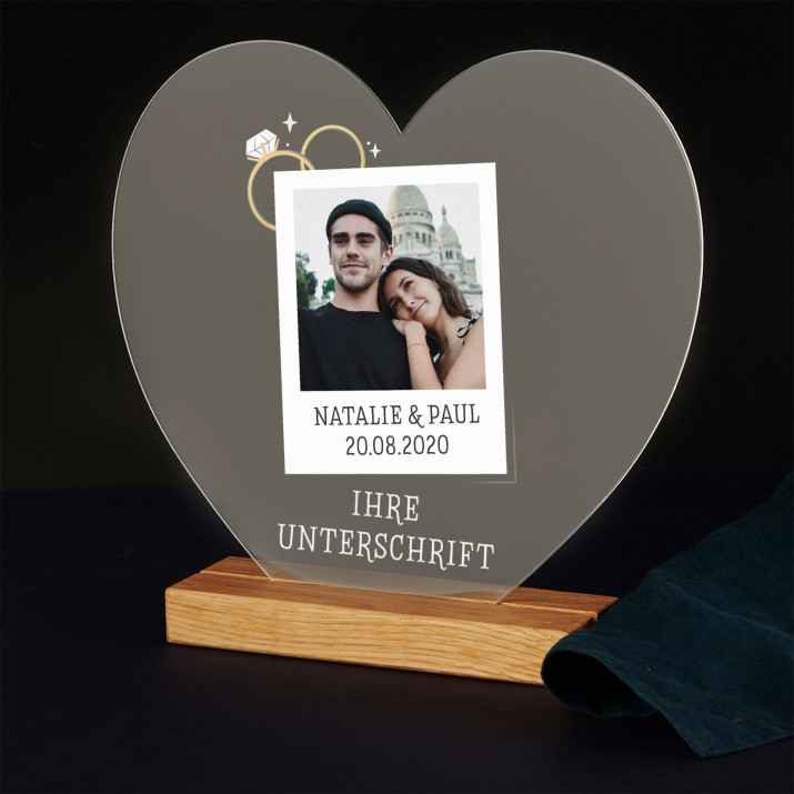 Foto unterschrift hochzeit - Druck auf Acrylglas Herz