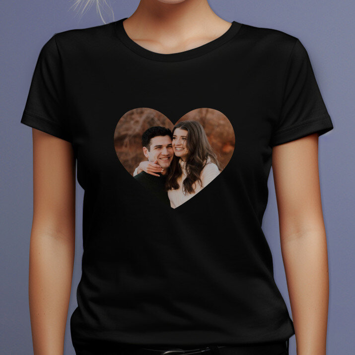 Foto im herzen - Schwarzes T-Shirt für Damen