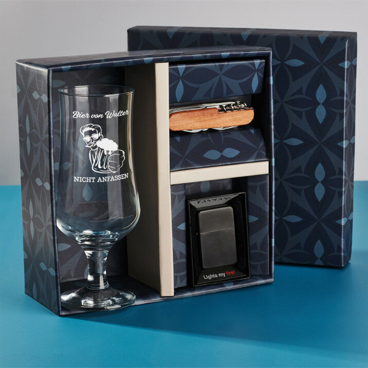Geschenkset mit Bierpokal und Taschenmesser Für Freund