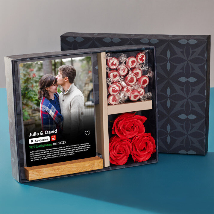 Geschenkset für Freundin mit Druck auf Acrylglas und Bonbons