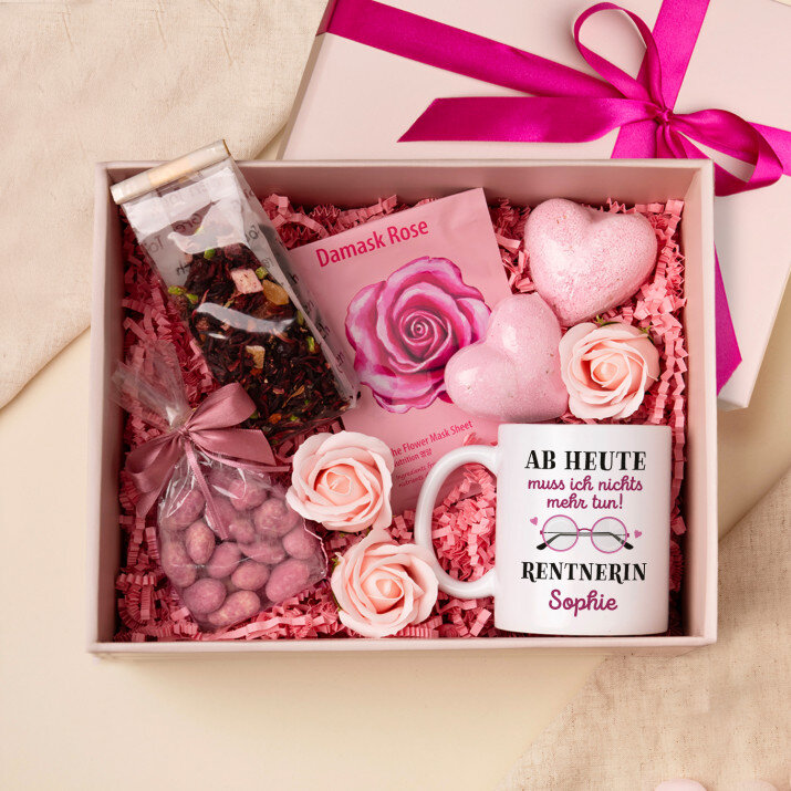 Tasse und Rosen Spa Set Für eine Rentnerin