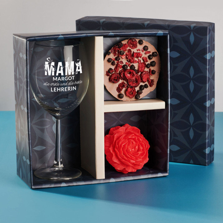 Geschenkset mit Weinglas Für Mama