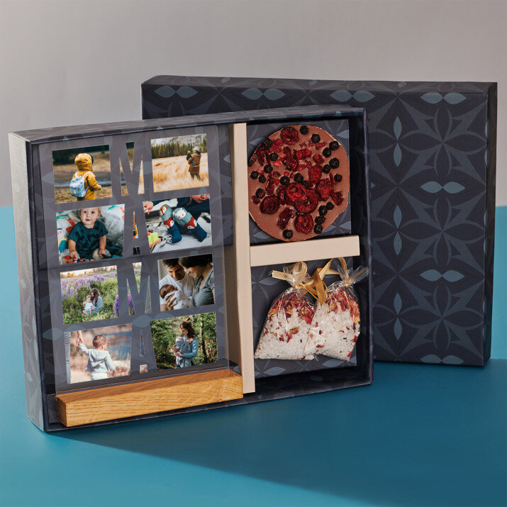 Geschenkset für Ihre Mama mit Druck auf Acrylglas und Badesalz