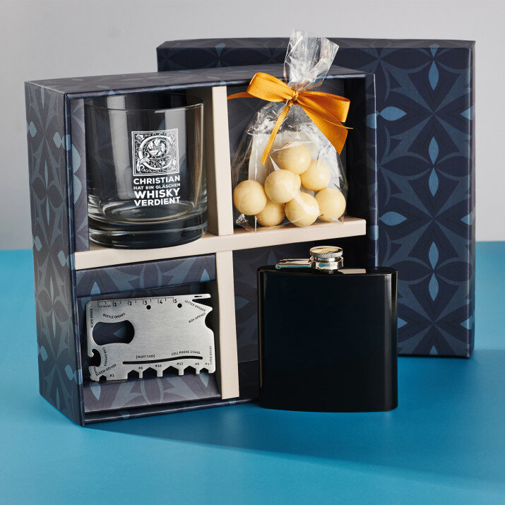 Geschenkset mit Whiskyglas Für den Verlobten