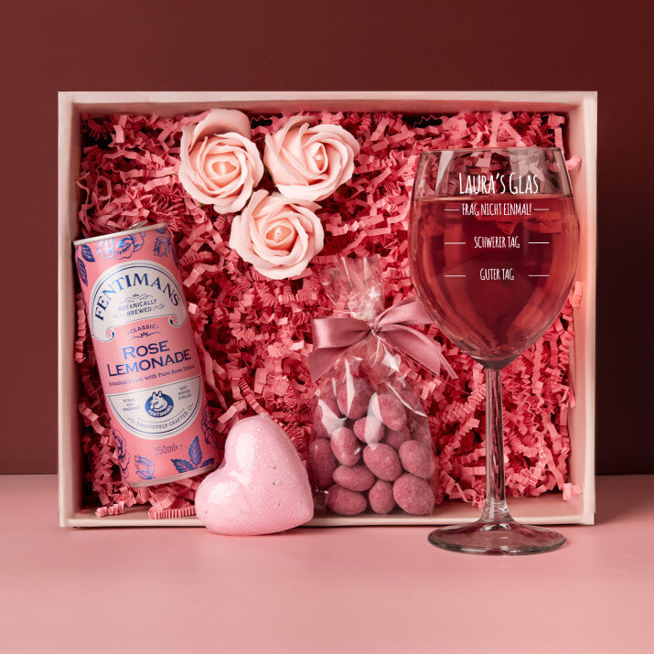 Geschenkset für sie 2 mit Glas und Limonade