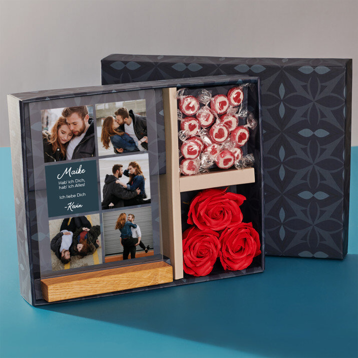 Geschenkset für sie mit Druck auf Acrylglas und Bonbons