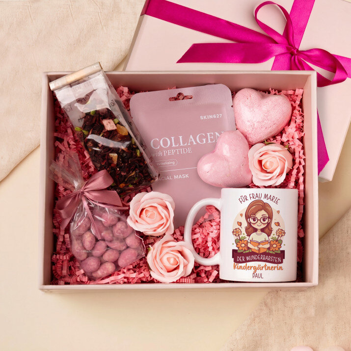 Tasse und Rosen-Spa-Set für eine Kindergärtnerin 2