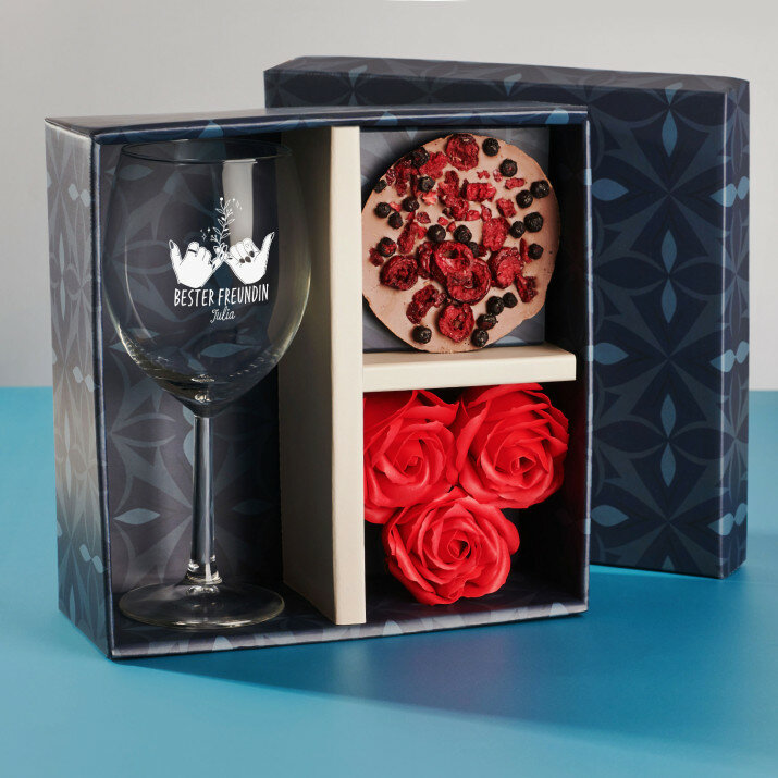 Geschenkset mit Weinglas Für beste Freundin