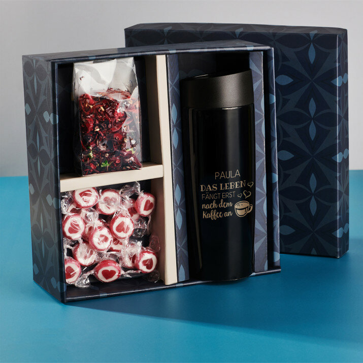 Geschenkset mit Thermobecher für Schwester