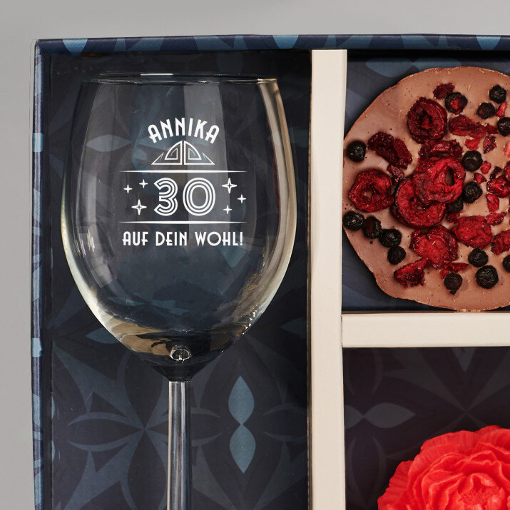 Geschenkset mit Weinglas Zum 30. Geburtstag