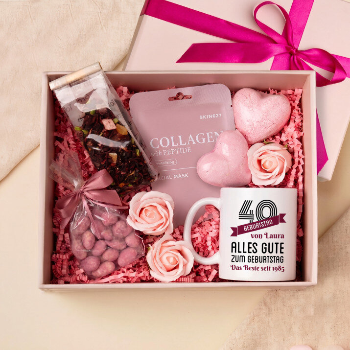 Tasse und Rosen-Spa-Set zum 40 Geburtstag