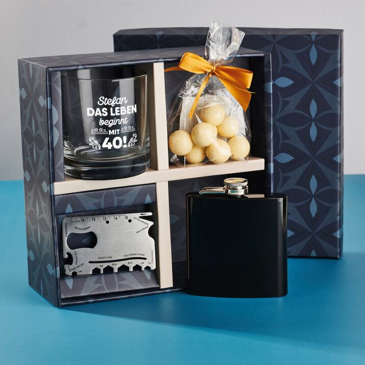 Geschenkset mit Whiskyglas Zum 40. Geburtstag