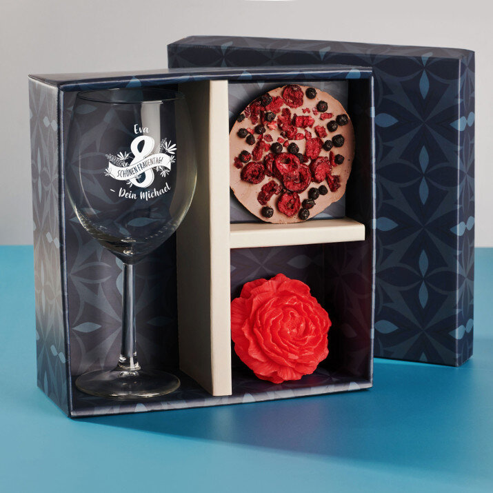 Geschenkset mit Weinglas Zum Frauentag