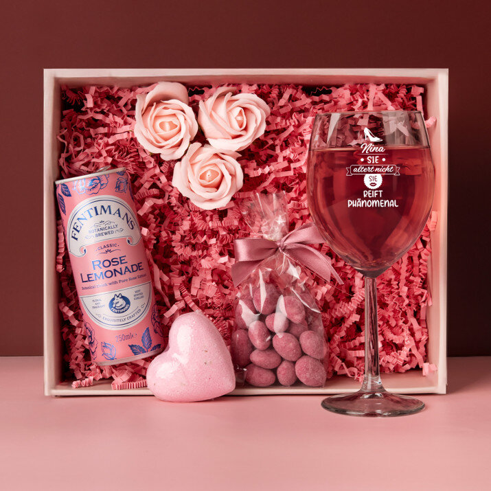 Geschenkset zum Geburtstag mit Glas und Limonade