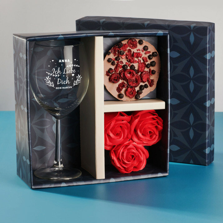 Geschenkset mit Weinglas Zum Valentinstag