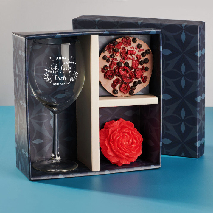 Geschenkset mit Weinglas Zum Valentinstag