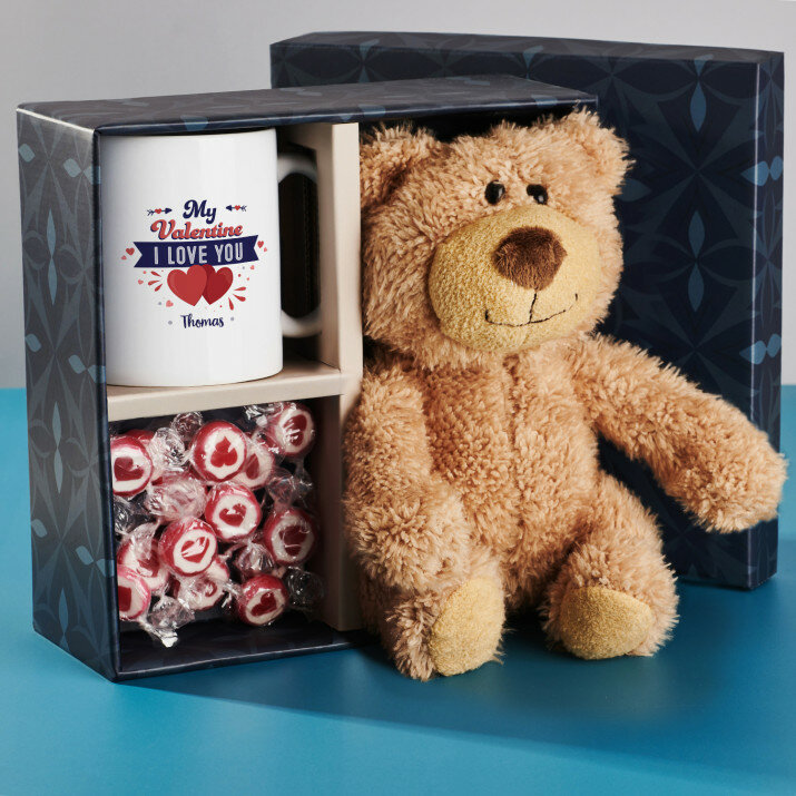 Geschenkset mit Tasse und Teddybär Zum Valentinstag