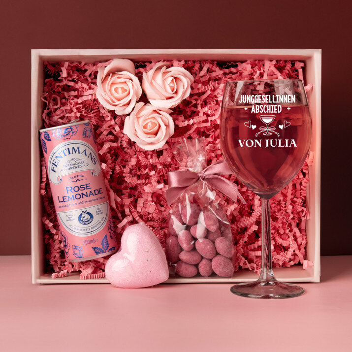 Geschenkset Für den Junggesellinnenabschied mit Glas und Limonade