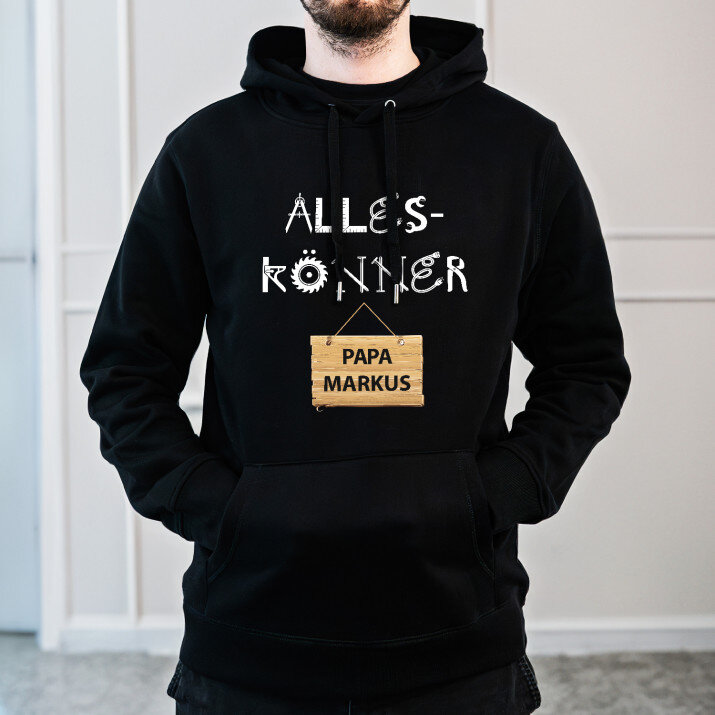 Alleskönner - Schwarzer Kapuzenpullover für Herren