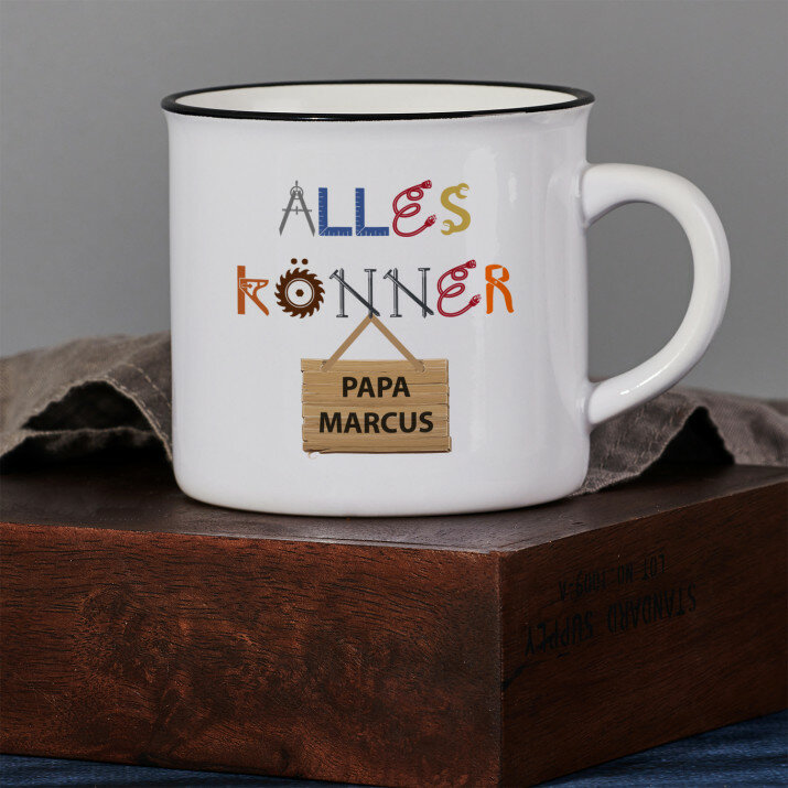 Alles könner - Keramikbecher mit schwarzem Rand