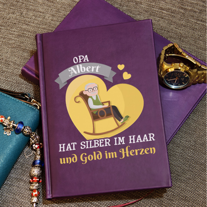 Ein goldenes Herz - Notizbuch A5 mit Aufdruck