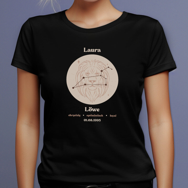 Sternzeichen löwe - Schwarzes T-Shirt für Damen