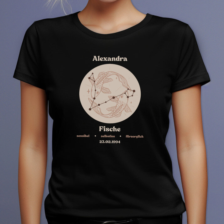 Sternzeichen fische - Schwarzes T-Shirt für Damen