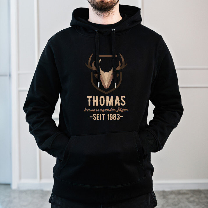 Hervorragender jäger - Schwarzer Kapuzenpullover für Herren