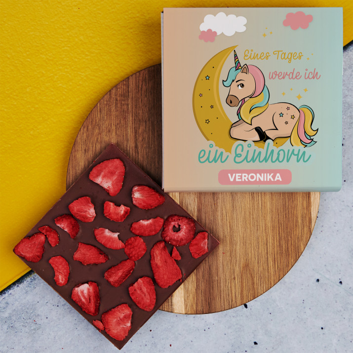Ich werde ein Einhorn - Schokolade mit Erdbeeren