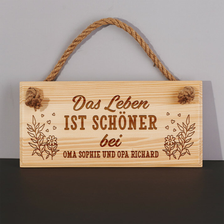 Das leben ist schöner - Holzschild