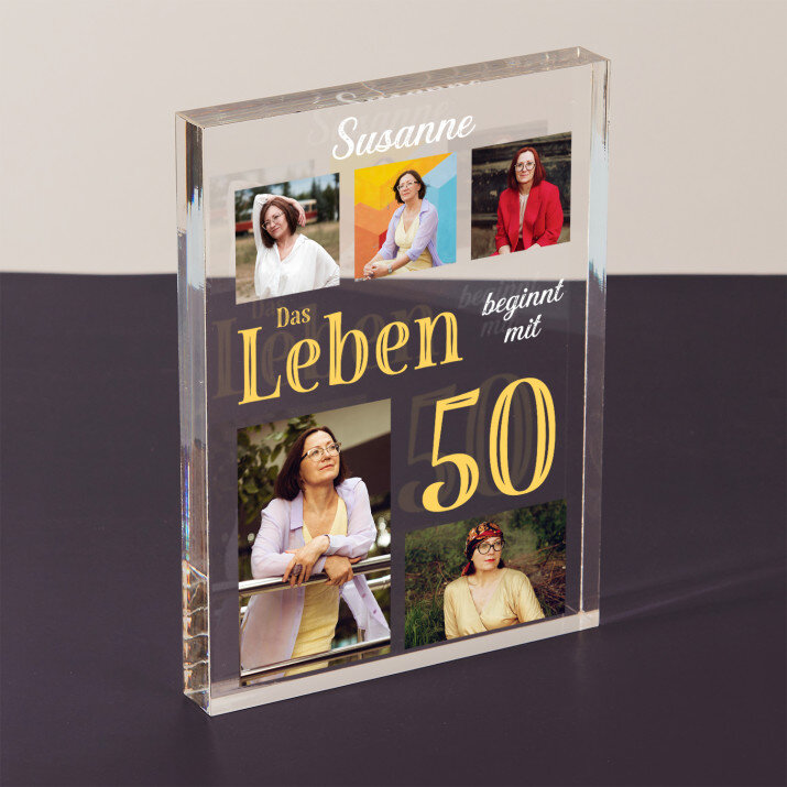 Das Leben beginnt mit 50 - Acrylblock