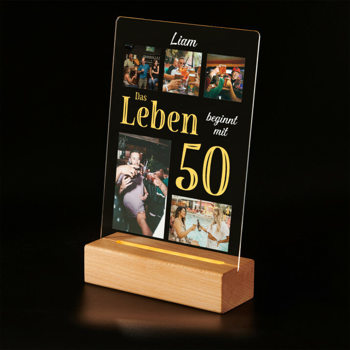 Das Leben beginnt mit - Druck auf Acrylglas mit LED Beleuchtung