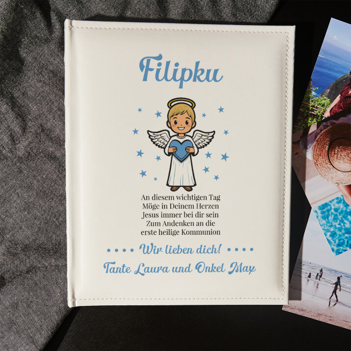 Kommunionwünsche Engel für einen Jungen - Personalisiertes Fotoalbum