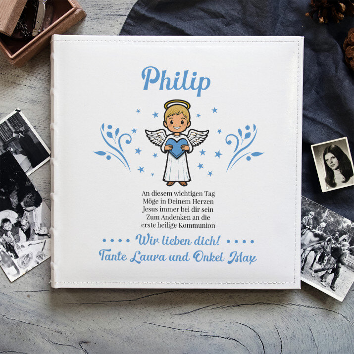 Kommunionwünsche Engel für einen Jungen - Personalisiertes Fotoalbum