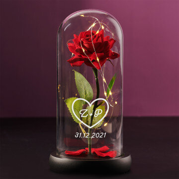 Herz + Datum - Ewige Rose Im Glas