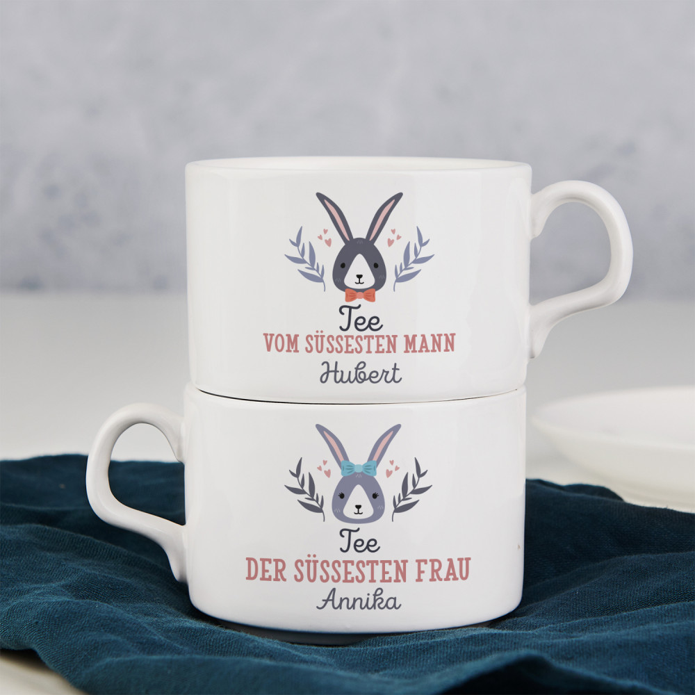 Süßeste Frau & Mann Zwei Tassen mit Untertasse GeschenkSpeziell.de