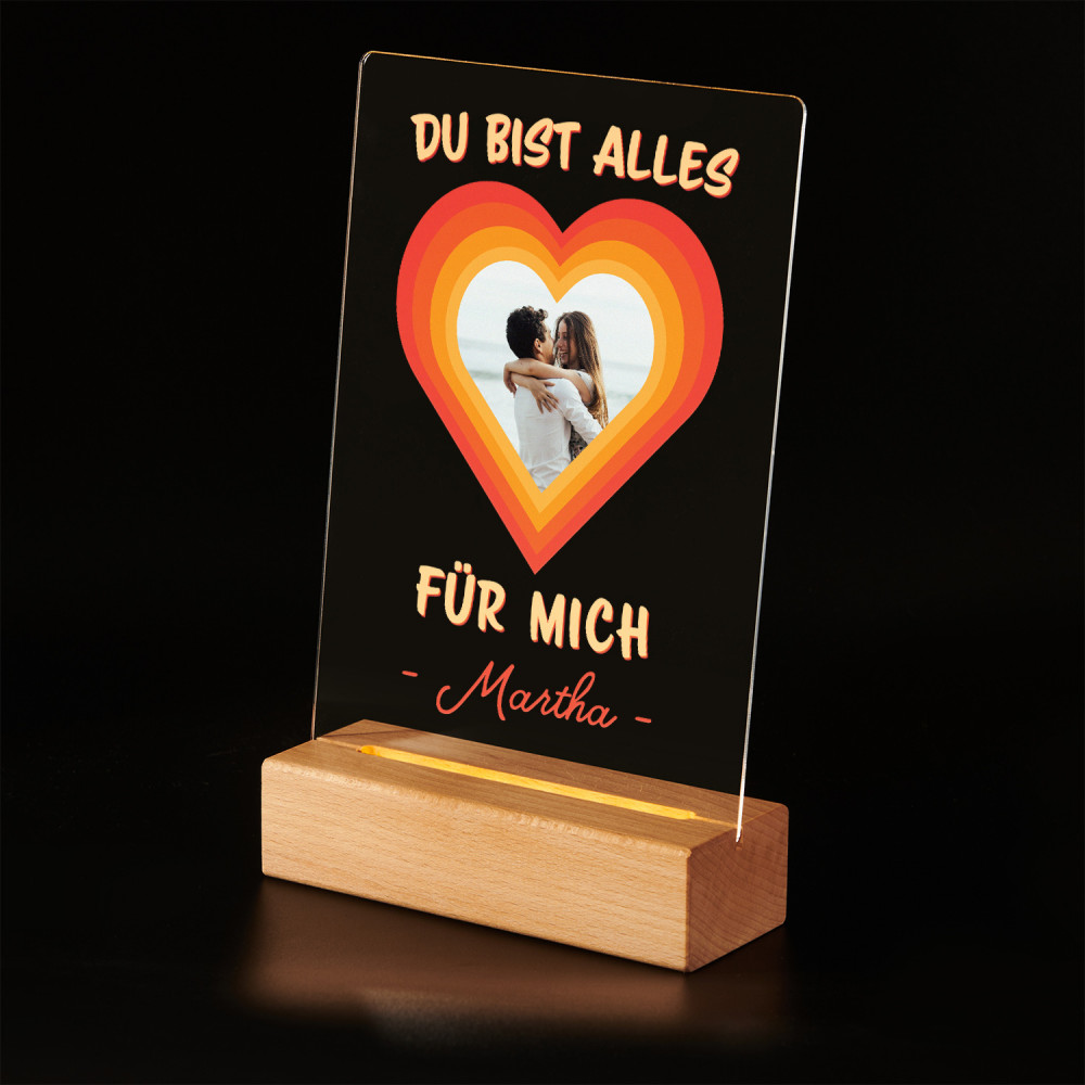 Du bist alles für mich Druck auf Acrylglas mit LED Beleuchtung