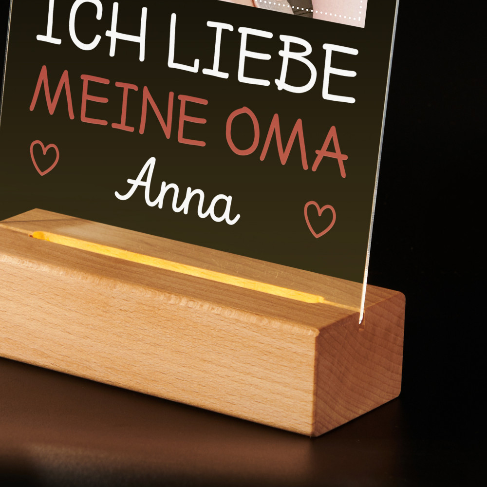 Ich liebe meine Oma Druck auf Acrylglas mit LED Beleuchtung