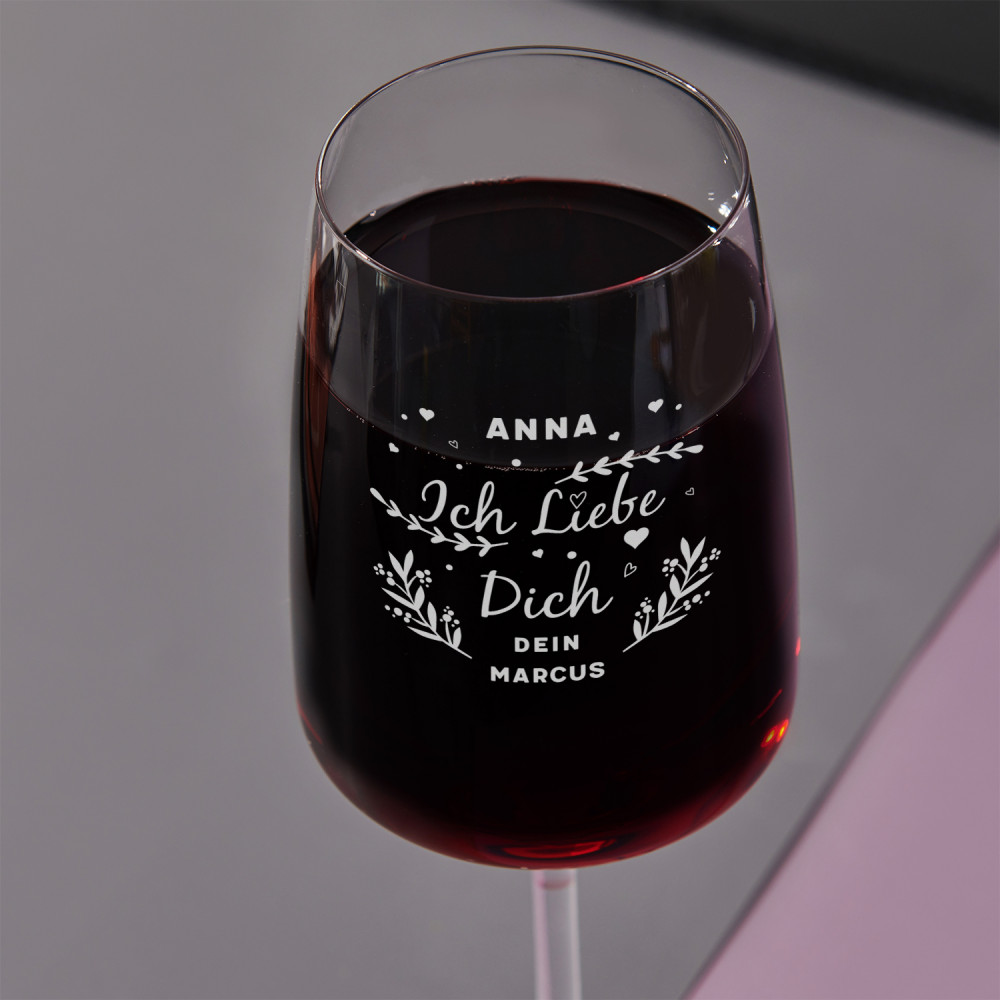 Ich liebe dich 2 Kristall Weinglas GeschenkSpeziell.de