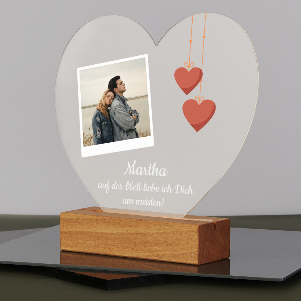Ich liebe dich am meisten Druck auf Acrylglas Herz led