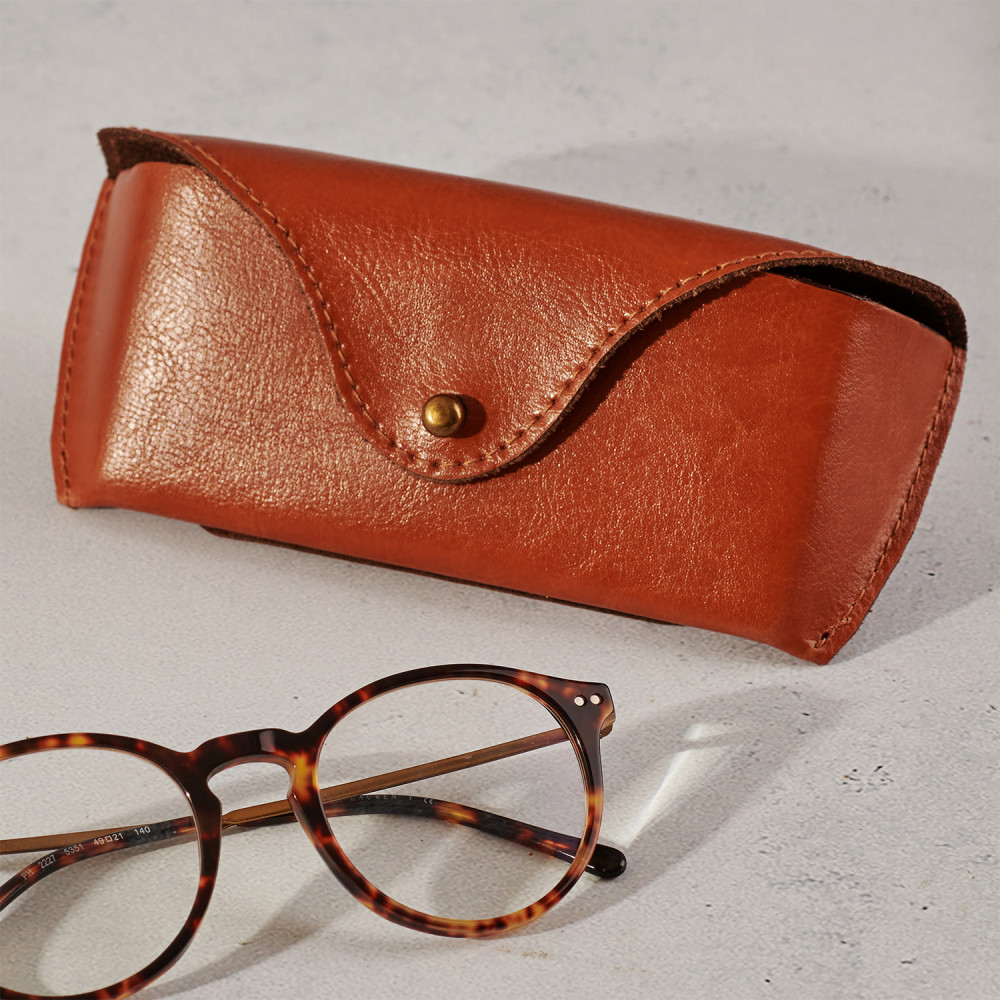 Étui à Lunettes En Cuir Vintage - Hartschale - Protection Rigide - Neuf