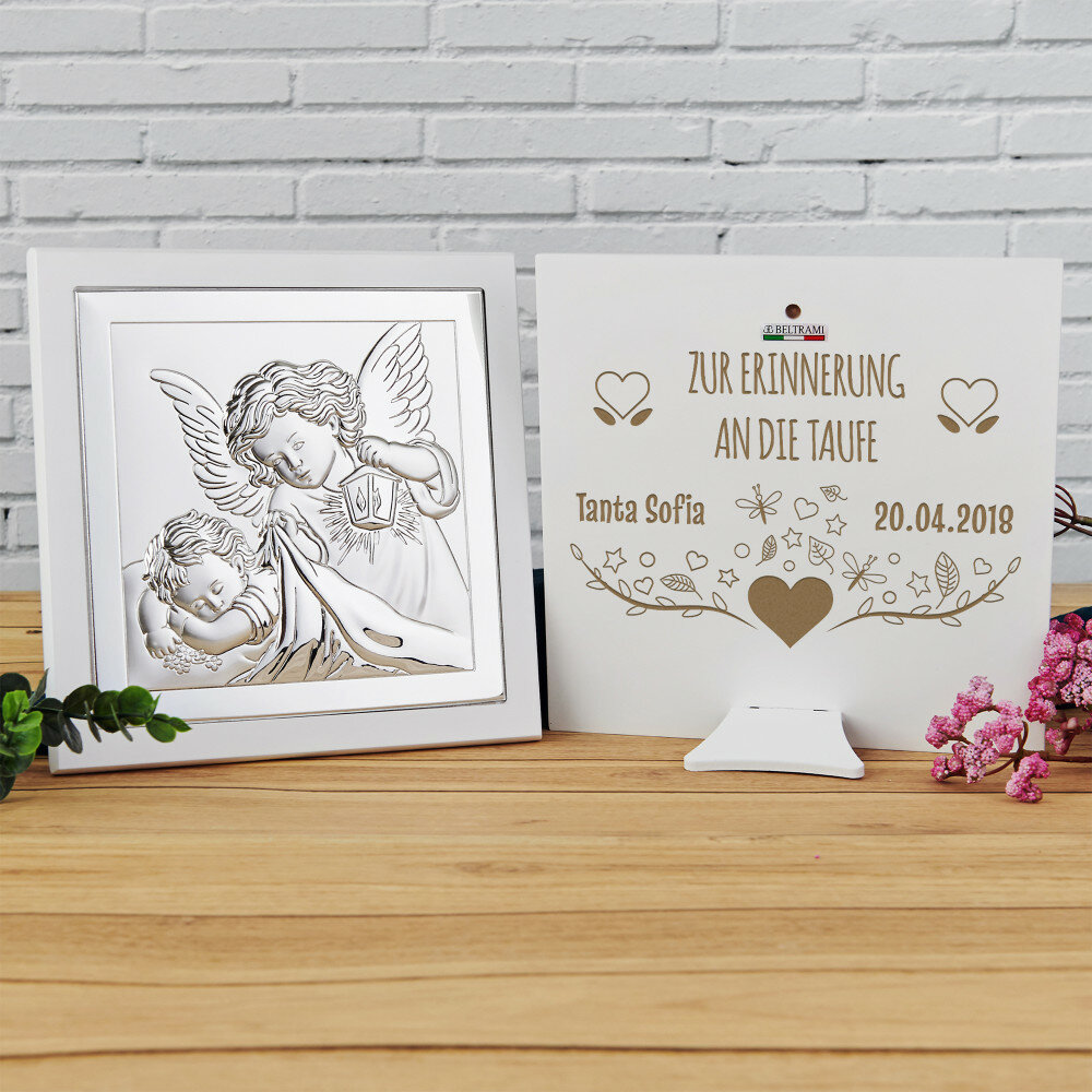 Lunexus Schutzengelbild Herzform - Gesegnetes Wandbild Für Babyzimmer Mit Zertifikat