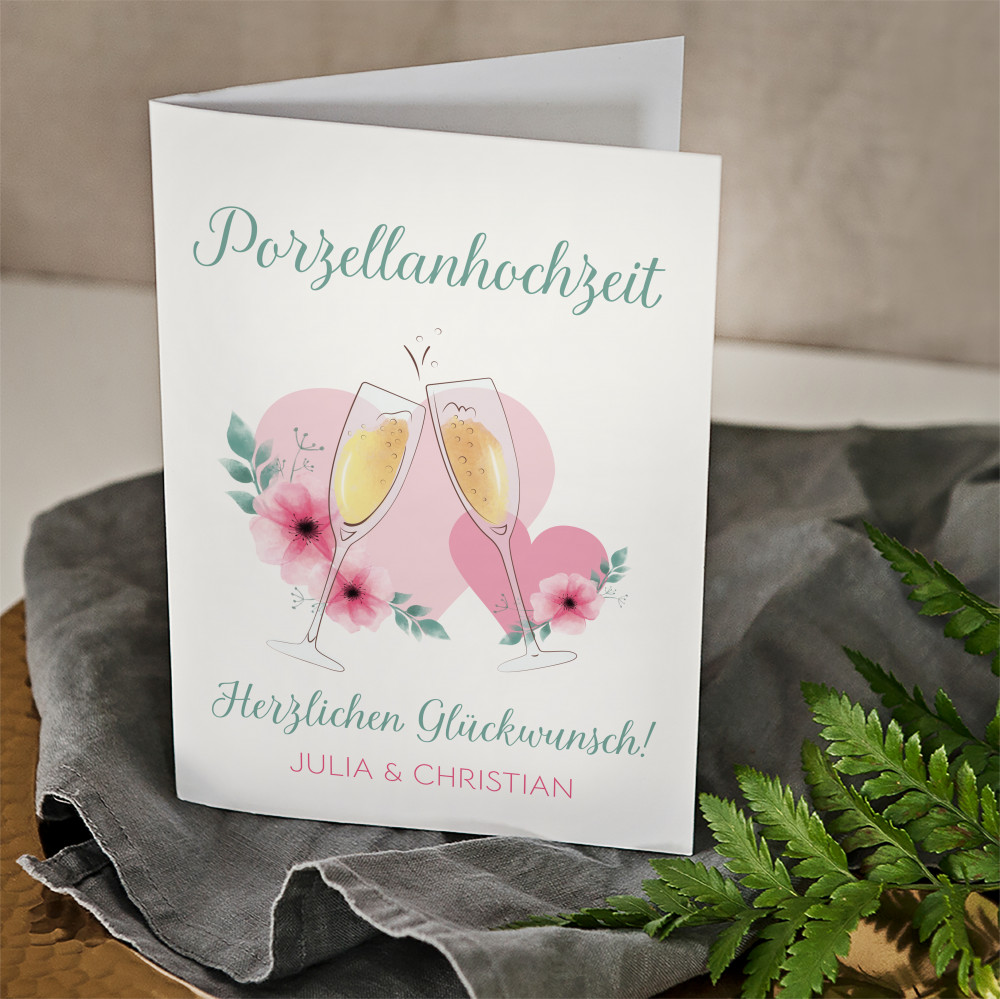 Porzellanhochzeit Glückwunschkarte GeschenkSpeziell.de